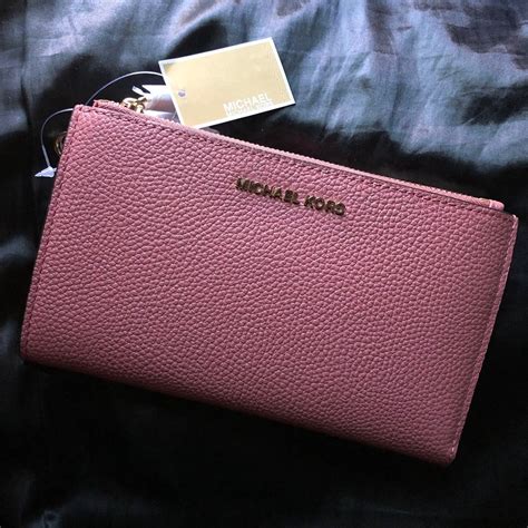 pink in color wallet leather michael kors|Michael Kors pink wristlet wallet.